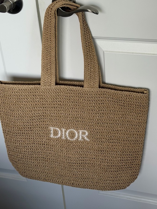 Dior Handbags - New Christian Dior GWP Tote Bag Beige Straw Embroidery Logo Novelty